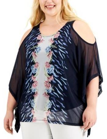 JM Collection Plus Size Printed Cold-Shoulder Top, Created for Macy's -  Macy's