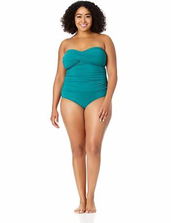 Anne Cole Plus Size Strapless Blouson Center Front Keyhole One-Piece