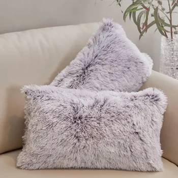 Cheer Collection Embossed Faux Fur Throw Pillows - 18 x 18 - White