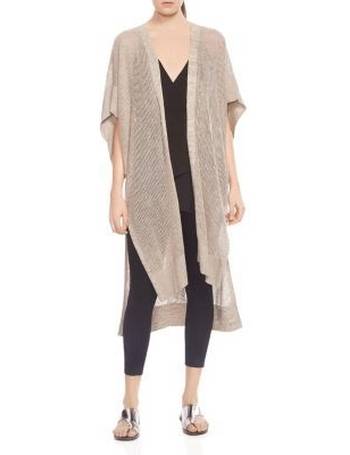 Halston Heritage Womens Long Sleeve Duster Cardigan with Side Slits