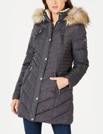 laundry by shelli segal faux fur trim short puffer coat