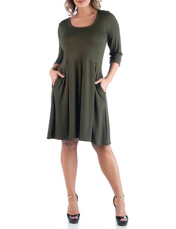 24seven Comfort Apparel Plus Size Fit and Flare Knee Length Tank Dress 