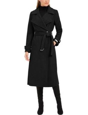 calvin klein belted wrap coat black