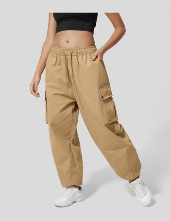 Mid Rise Drawstring Elastic Waistband Side Pocket Solid Waffle Casual  Joggers