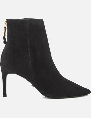 dune ladies black suede ankle boots