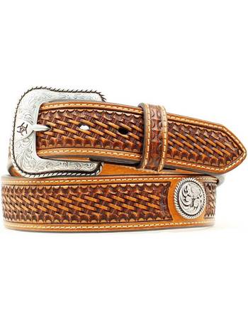 ariat men's basket stamp circle concho belt