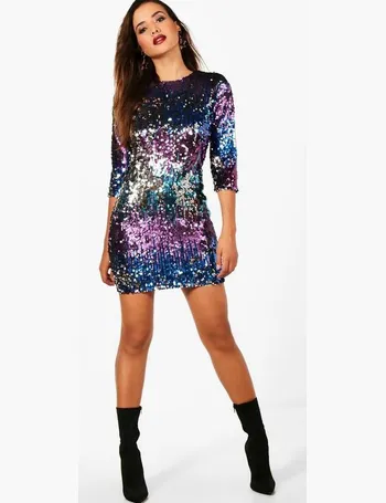 boohoo rainbow sequin dress