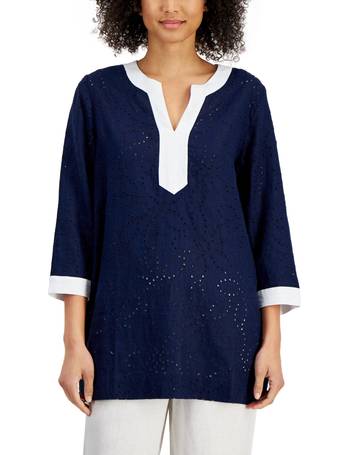 Charter Club Linen Tunic, Created For Macy's in Green
