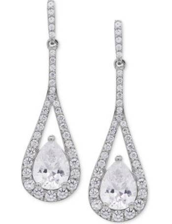 arabella swarovski zirconia crystal cluster drop earrings in sterling silver