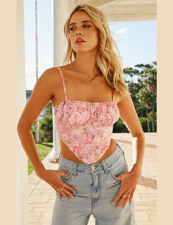 Stephany Top - Floral Applique Cami Top in White