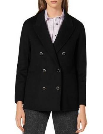 sandro belted wool-blend felt coat