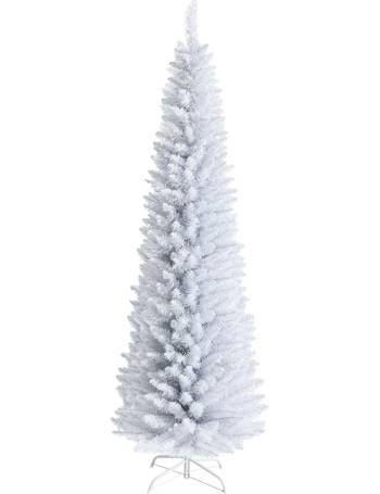 Gymax 6 FT White Artificial Christmas Tree Hinged Unlit Iridescent Xmas Tree  