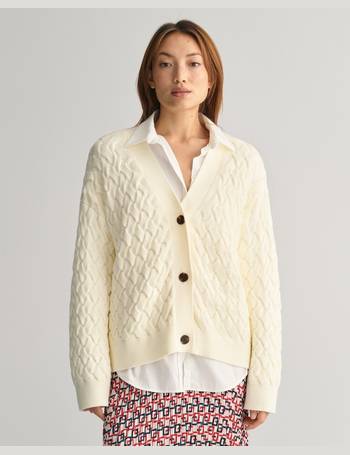 Textured Cotton V-Neck Cardigan