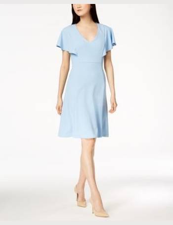 calvin klein flutter sleeve a line dress