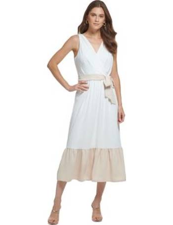 DKNY Short Sleeve Belted Midi Dress - Macy's