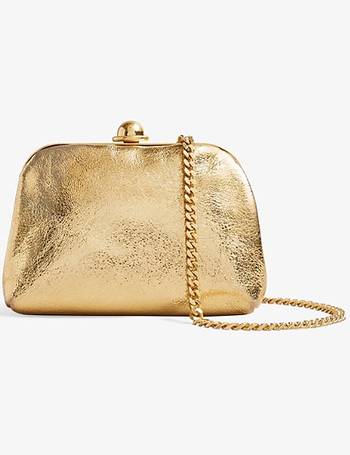 Ted Baker Aubary Scalloped Metallic Faux-leather Clutch Bag in Natural