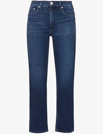 Flared jeans with slit hem