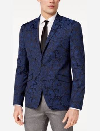 awearness kenneth cole gray paisley slim fit velvet dinner jacket