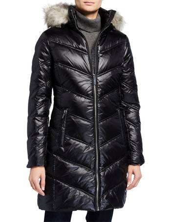 michael michael kors missy front zip faux fur collared jacket