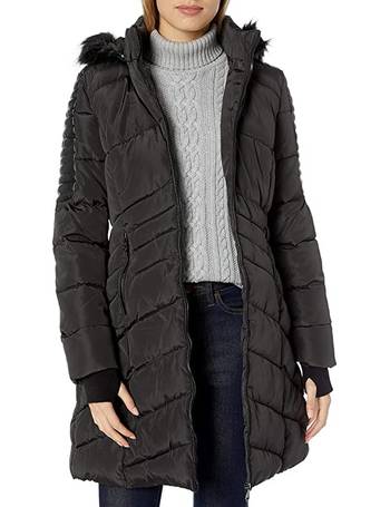Nanette Lepore womens Puffer Jacket With Faux Leather 