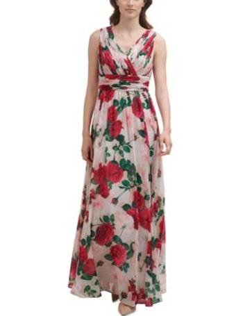 calvin klein floral pleated crepe gown