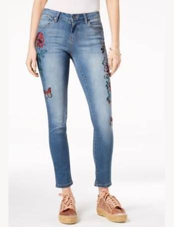 Earl Jeans Embroidered Bleach-Stain Cuffed Skinny Jeans - Macy's