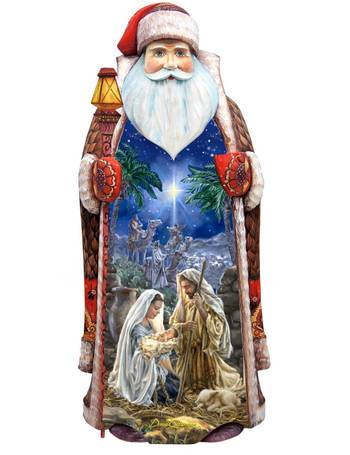 G. Debrekht Russian Santa Wooden Wine Bottle Box