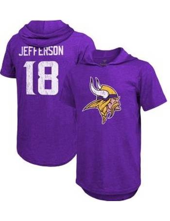 Majestic Threads Men's Justin Jefferson Purple Minnesota Vikings Player Name Number Pullover Hoodie - Purple