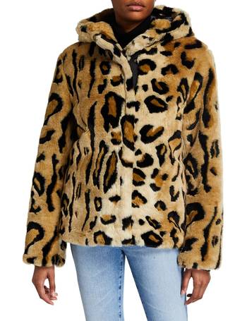 Calvin Klein Cheetah Coat Flash S, Cheetah Faux Fur Coat With Hoodie