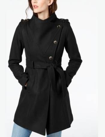 guess asymmetrical skirted walker coat