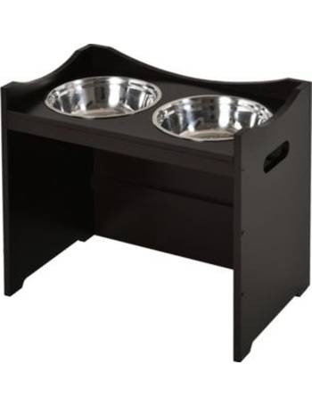 PawHut 23 Modern Dog Bone Wooden Heavy Duty Pet Food Bowl Elevated Feeding Station - Black