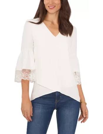 VINCE CAMUTO Split Neck Ruffle Sleeve Blouse