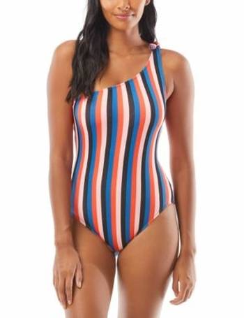 kate spade new york Striped Side Tie Plunge Neck One Piece Swimsuit