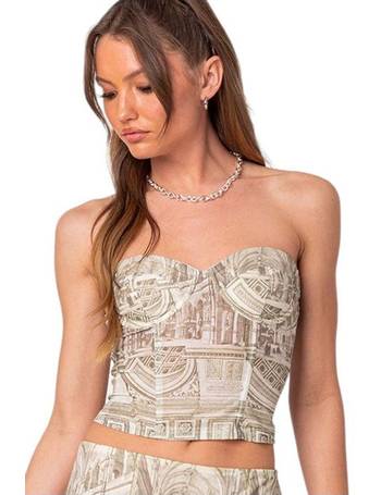 Edikted Women's Picture Perfect Printed Mesh Corset Top