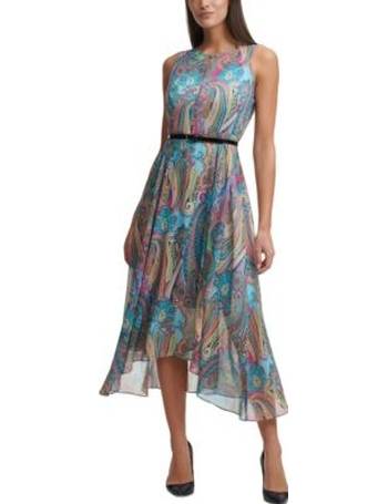 tommy hilfiger printed belted maxi dress