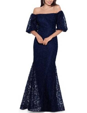 xscape embellished off the shoulder gown