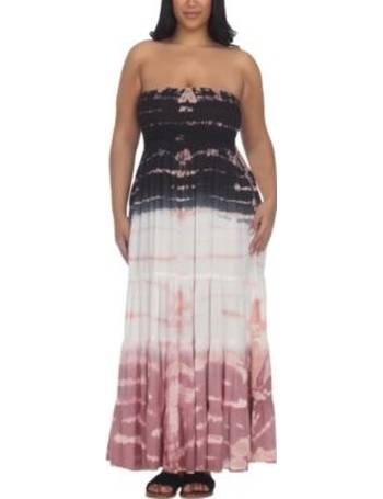 Raviya Plus Size Tie Dye Convertible Dress Black  NWT 