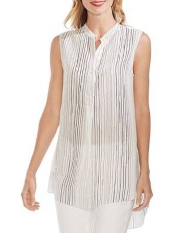 Vince Camuto Womens Linen Striped Belted Tunic Top Shirt BHFO 7946