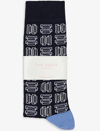 Ted Baker London Aeroplane-Pattern Crew Dress Socks