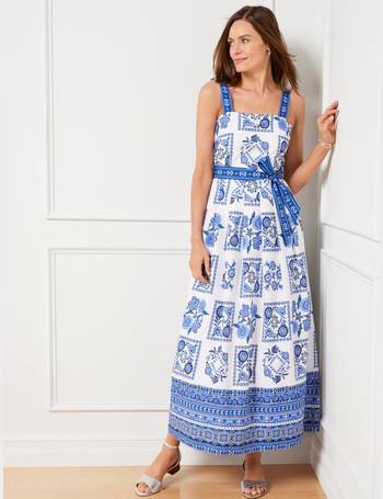 Talbots Women's Plus Size Blue/White Floral Stretch Knit Dress Sz 2X
