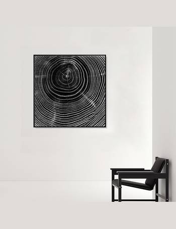 Square Canvas Painting Art Japandi Wall Decor for Living Room with Frame White & Black