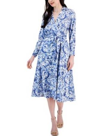 Tahari Asl Women's Belted Faux-Wrap Midi Dress