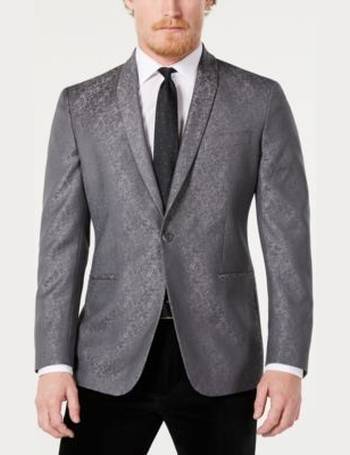 awearness kenneth cole gray paisley slim fit velvet dinner jacket