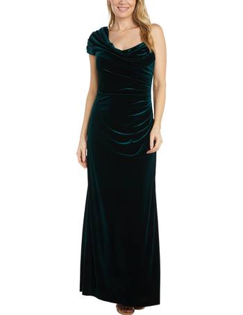 Nightway plunging hotsell illusion velvet gown