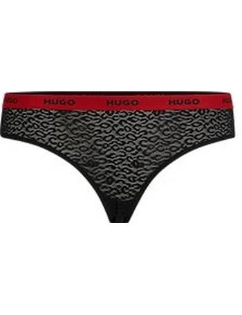 HUGO - Velvet-trimmed mesh briefs with logo waistband