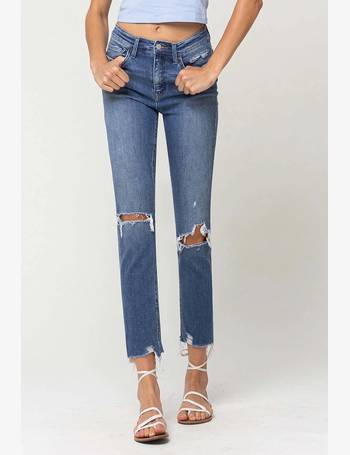 SLIM STRAIGHT HIGH RISE ANKLE JEANS