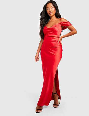 Tall Satin Cold Shoulder Maxi Dress