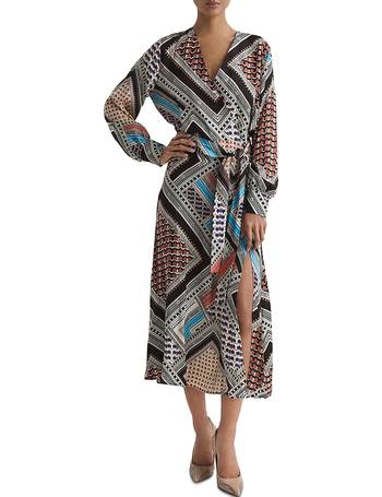 reiss eline scarf print midi dress