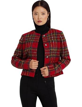  LAUREN Ralph Lauren 3/4 Berber Trim Quilt Jacket Black