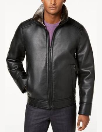 calvin klein men's faux leather jacket